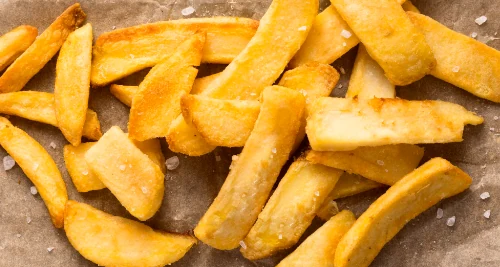 Freshly cooked chunky chips